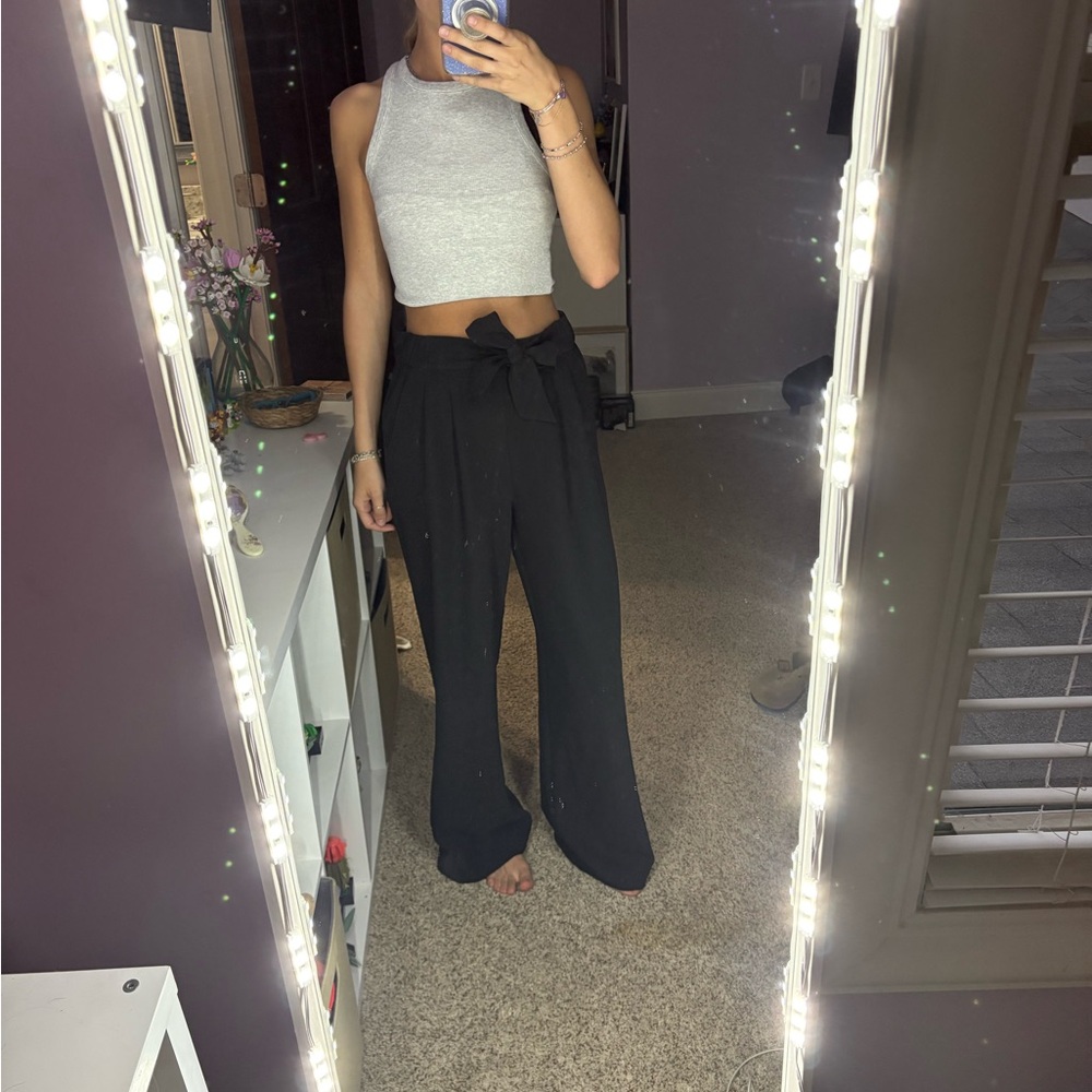 lululemon athletica Black Wide-Leg Tie Waist Pants